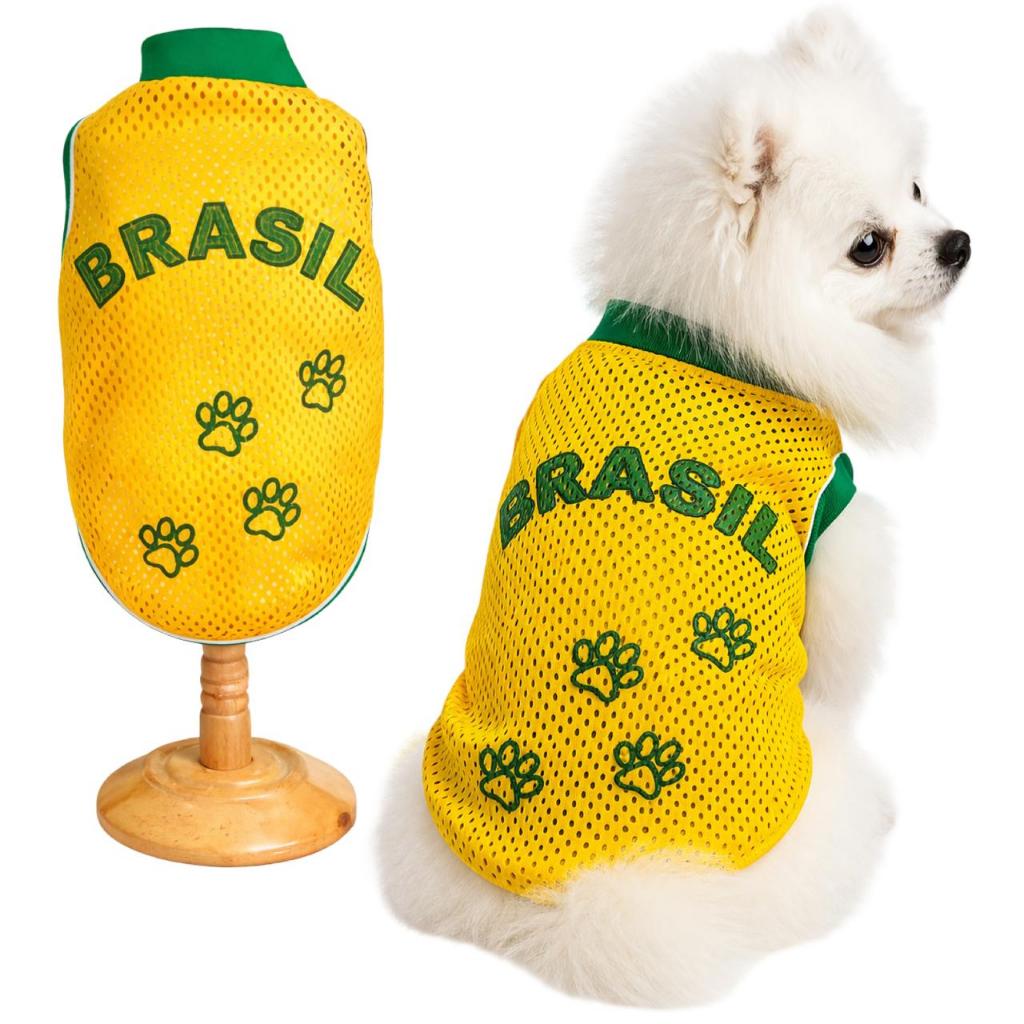 Roupa Pet Seleção Brasil Copa Do Mundo Gatos Cachorro Barato Promoção