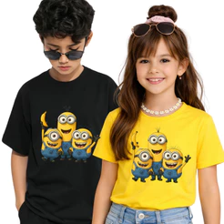 Camiseta Infantil e Juvenil Minions Unissex Personagens Amarelos 100% Algodão 02 ao GG Oferta