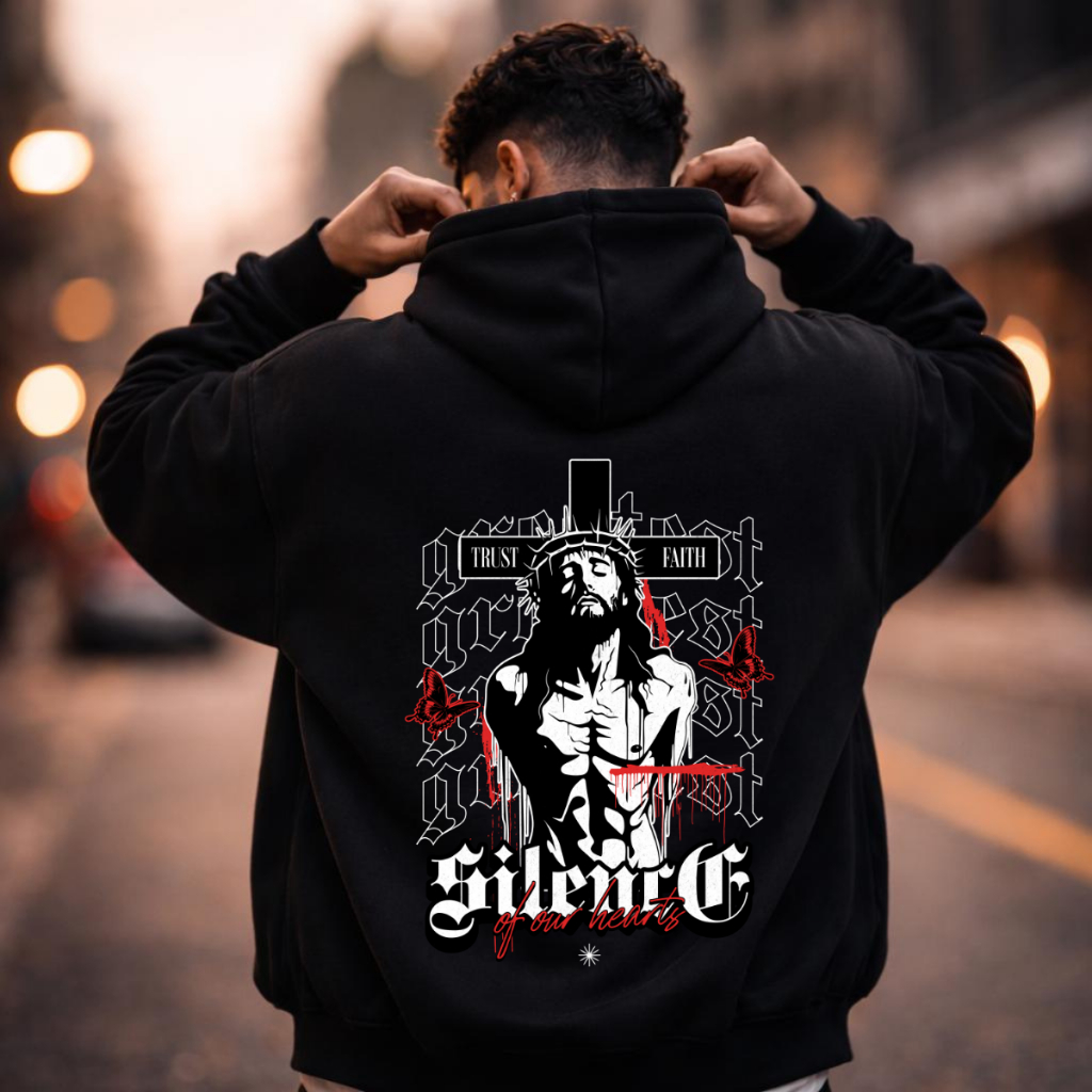 Blusa de Moletom Canguru Estampado Confortável Estampado Cristã Streetwear Unissex Frio Casual