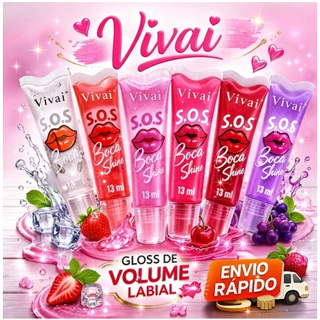 Gloss Labial Vivai S.O.S Bocão Shine 13ml – Gloss de Volume com Colágeno, Efeito Plump, Hidratante, Não Pegajoso, Brilho em Oferta na Shopee