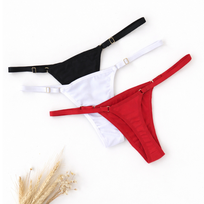 Kit 5 Calcinha Fio Dental Microfibra com Regulagem Sensual Tanga Lingerie Sexy