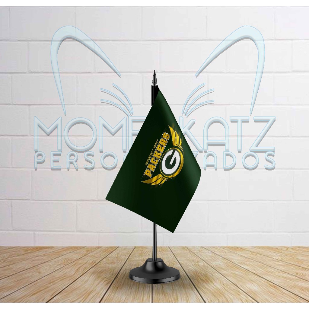 Mini Bandeirinha de Mesa GREEN BAY PACKERS NFL 20x12cm | Personalizada | Haste 28cm | Estampa em Sublimação