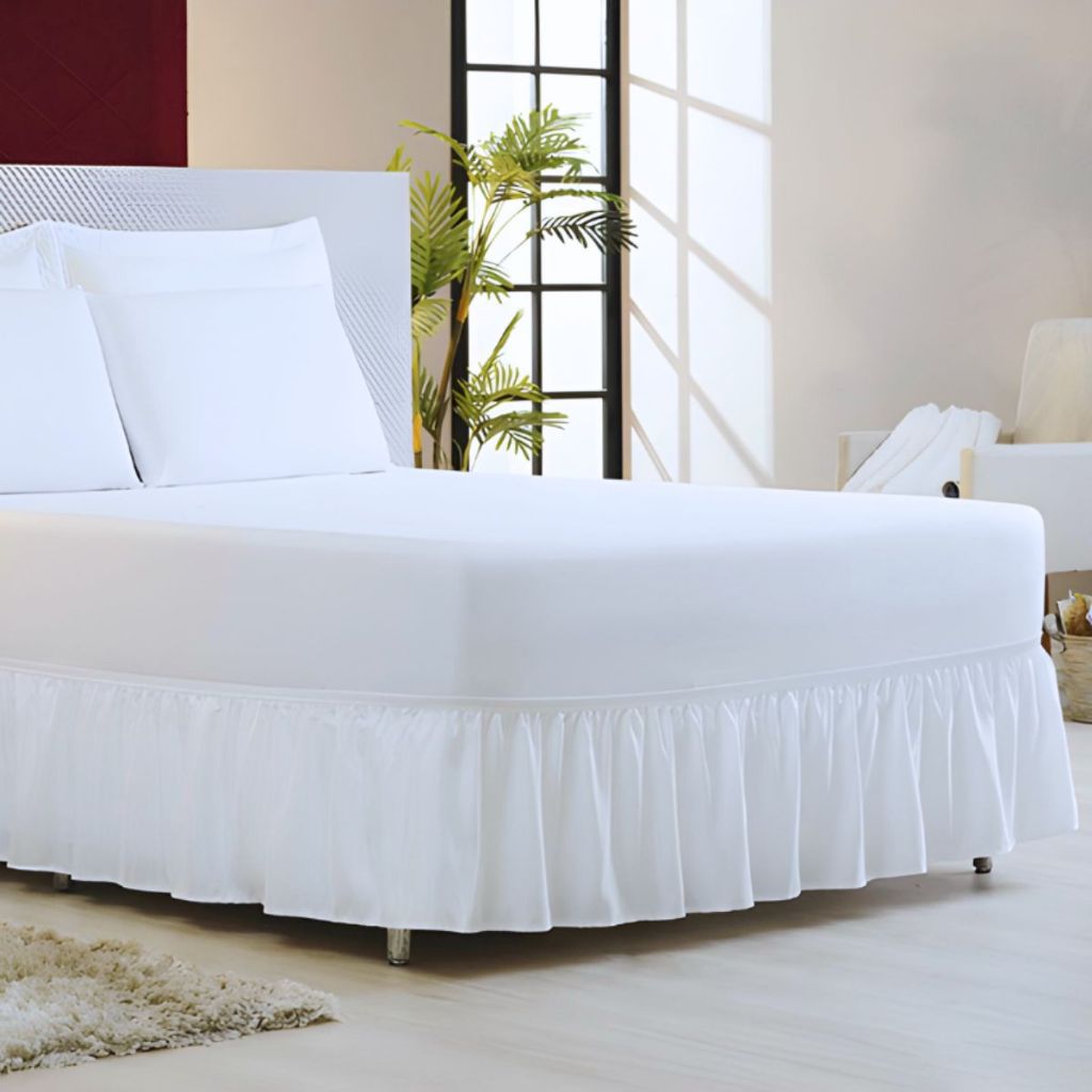 Saia para Cama Box King com 1 Elástico Ajustável Micropercal Babado Franzido
