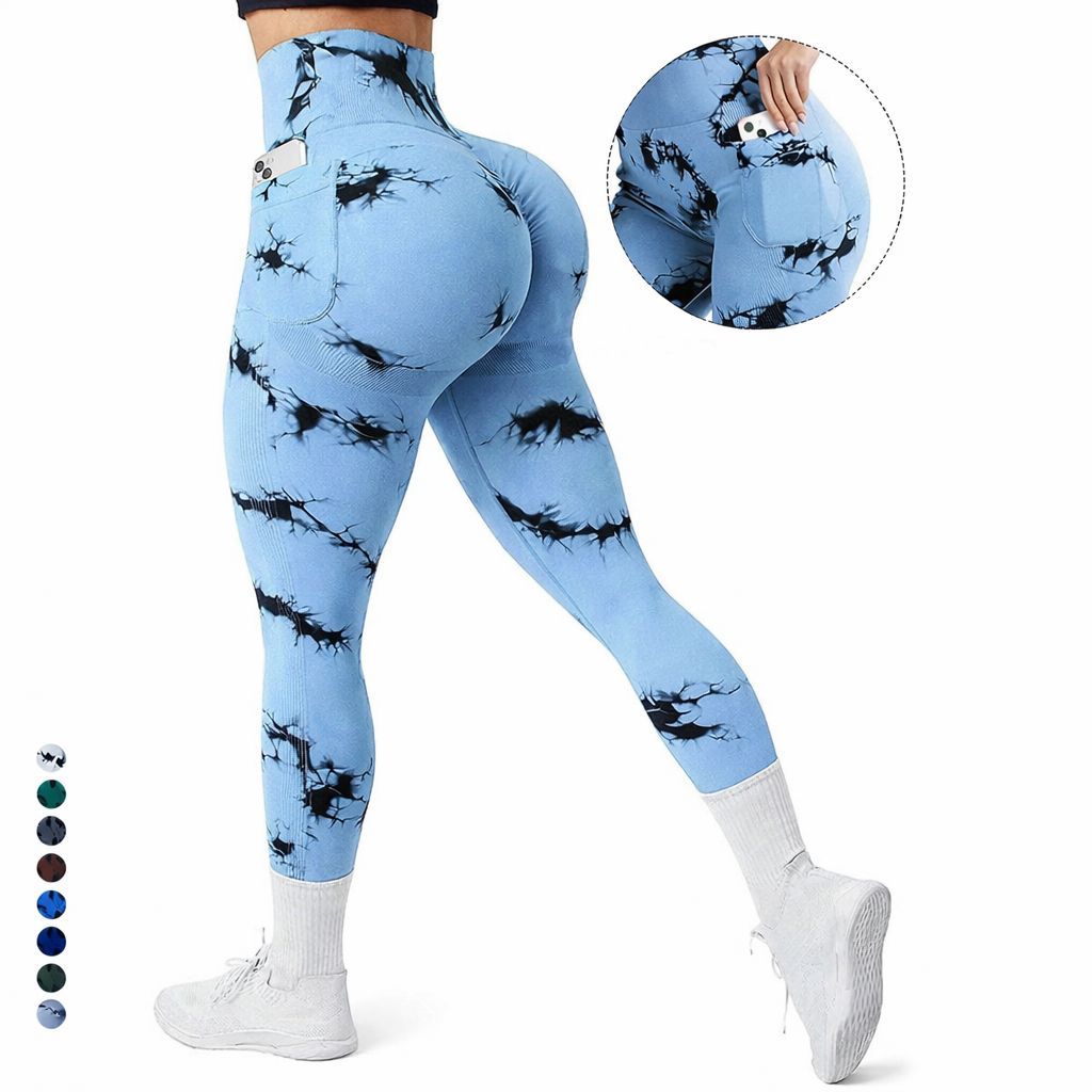 Calça Legging Tie Dye Esportiva Academia Levanta Bumbum Sem Costura Cintura Alta Moda Gringa Yoga