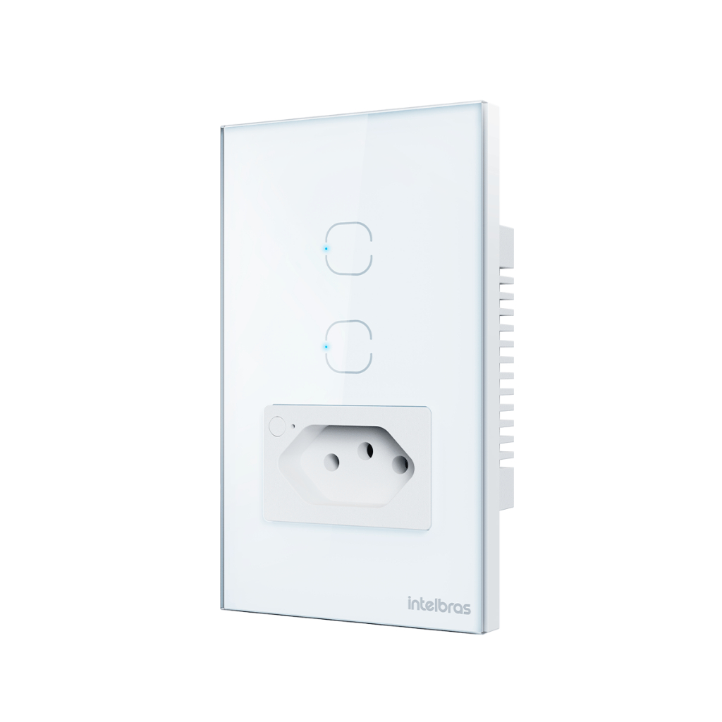 Tomada com 2 Interruptores Inteligentes Wi-fi ETS 2002 Branco Intelbras