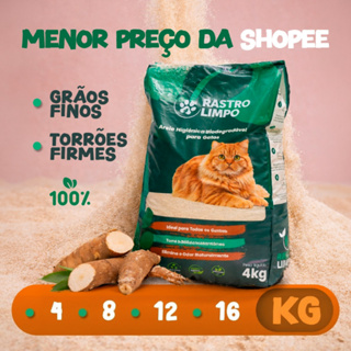 Areia 4 a 16 Kg Biodegradável Grãos Finos Rastro Limpo Premium Torrões Firmes para Gatos em Oferta na Shopee