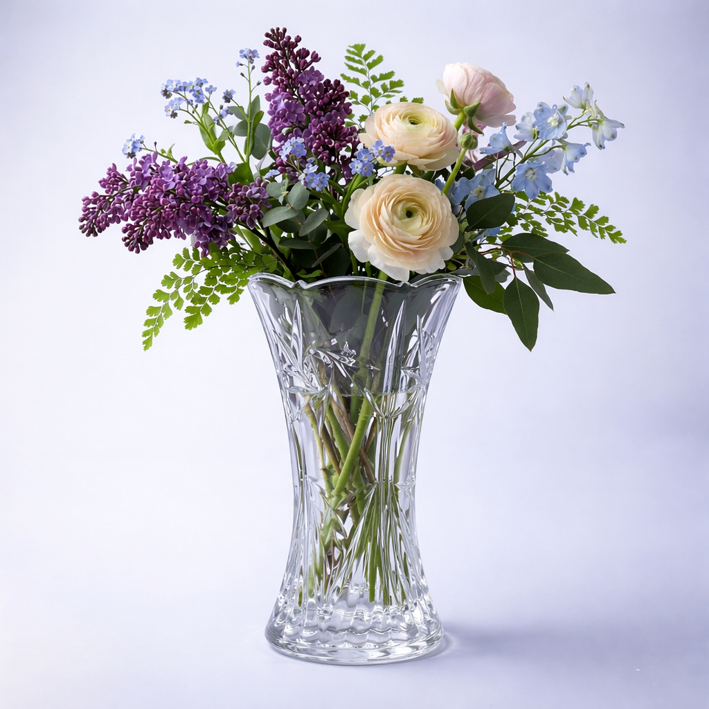 Vaso De Vidro Alto Relevo Festa Mesa Arranjos Decoração Plantas