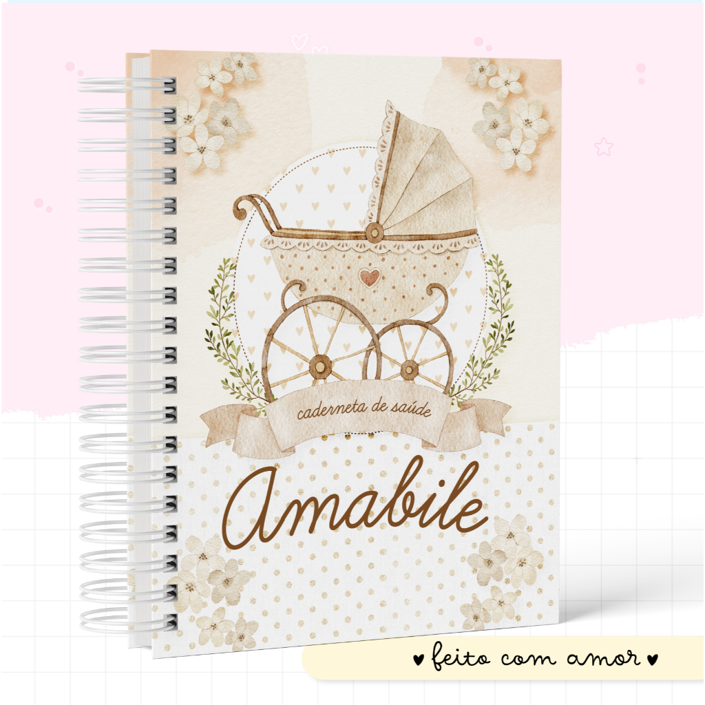 CADERNETA DE SAÚDE / VACINAÇÃO - Menina - Capa Dura - Personalizada - ATUALIZADA