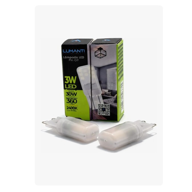 LAMPADA AMARELA PARA ABAJUR E LUSTRE LUMINARIA ESPIGA 3W LED KIT DUAS UNIDADE