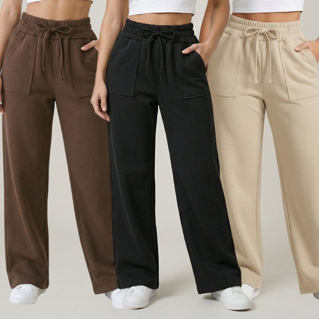 Calça Feminina Moletom Pantalona Flanelada Leve Macia Confortável Cintura Alta em Oferta na Shopee