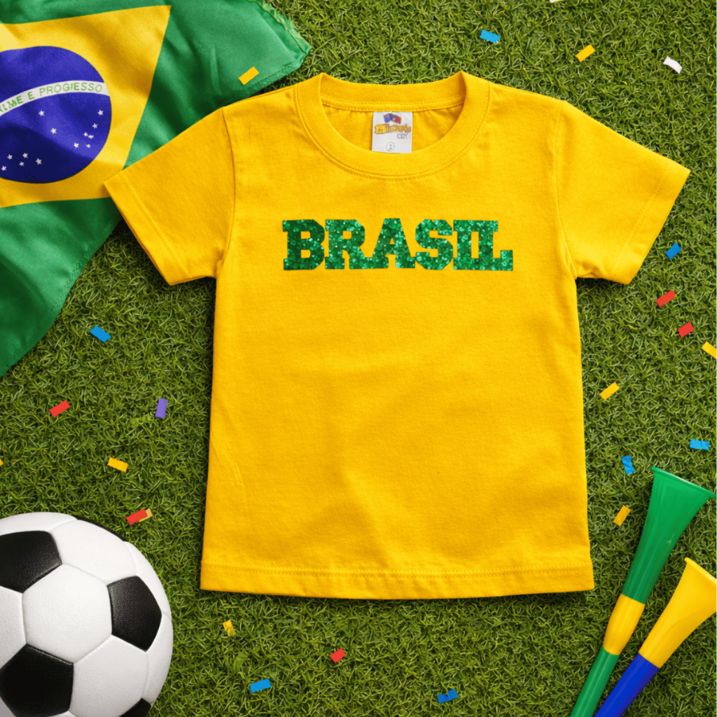 Camiseta Brasil Infantil e Juvenil  Unissex 1 aos 14 anos.