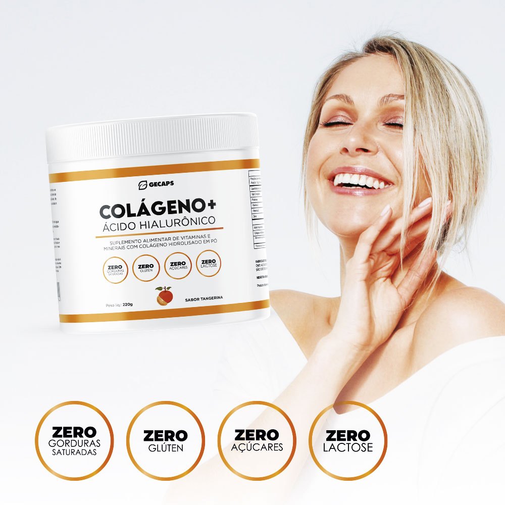 Colágeno Hidrolisado Tangerina + Ácido Hialurônico  | Zero açúcar, zero lactose e zero glúten em Oferta na Shopee