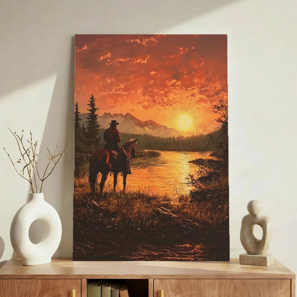 Quadro Decorativo Faroeste Arthur Morgan Lago Aesthetic Sem Furar Parede
