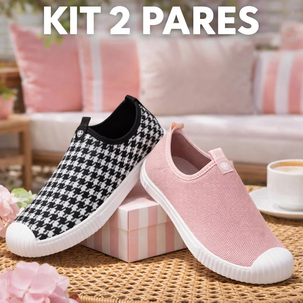 Kit 2 Pares de Sapato Feminino Flexível com Palmilha Anatômica