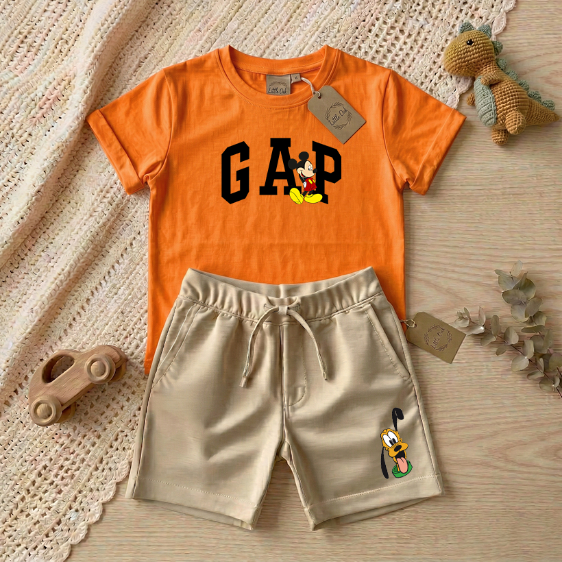 Conjunto infantil meninos - mickey estilo gap - camiseta manga curta e bermuda