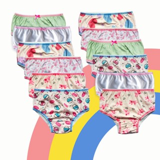 Kit Calcinha Infantil Menina Confortável Lisa e Estampada Kit com 3 9 e 12 unidades em Oferta na Shopee