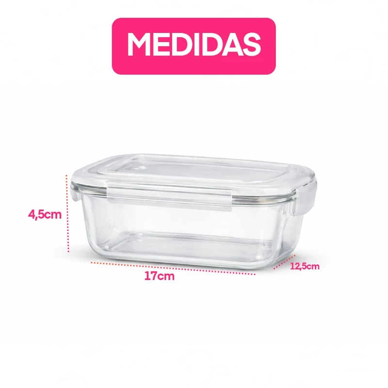 Kit Potes de Vidro Hermético para Marmita Fit com Tampa e 4 Travas — foto 5