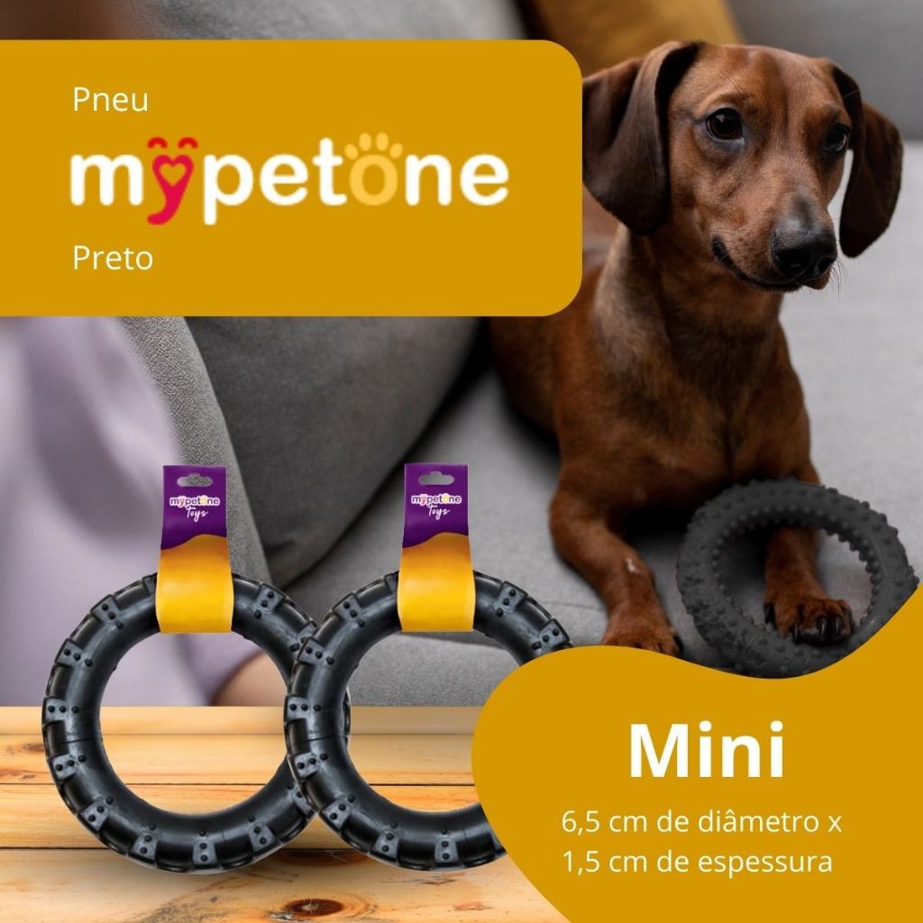 2 Pneu Mordedor de Borracha MyPetOne Mini Para Cachorro Brinquedo Resistente Pet