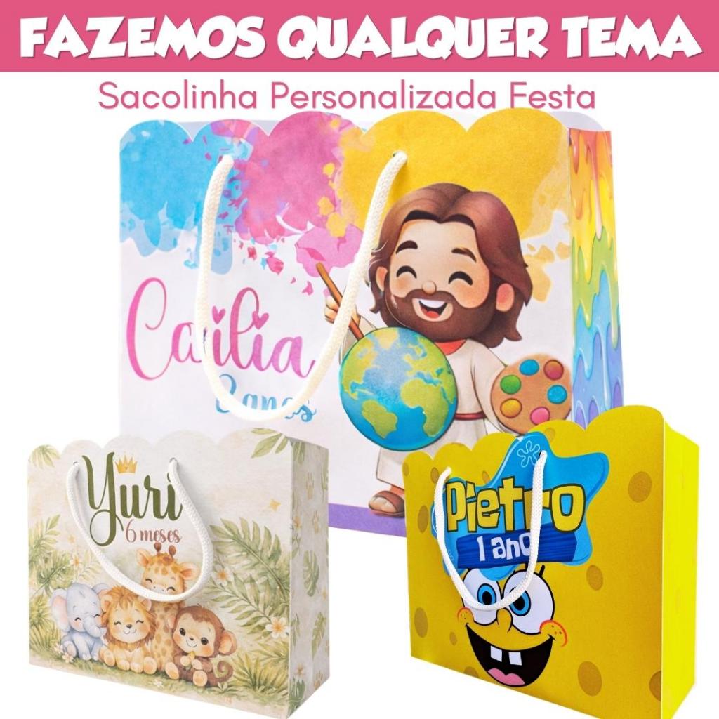 Sacolinha Personalizada Infantil Qualquer Tema Lembrancinha Festa Aniversário
