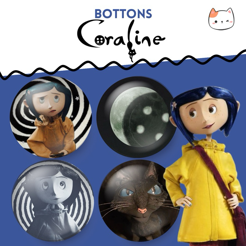 Kit 2 bottons Coraline tamanho 3,2cm ou 4,4cm broche/buton/boton/pin