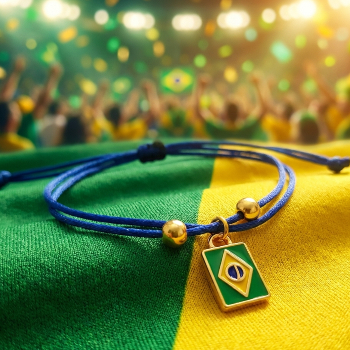 Pulseira Pra Cima Brasil - Banhada - Edição especial Copa do Mundo