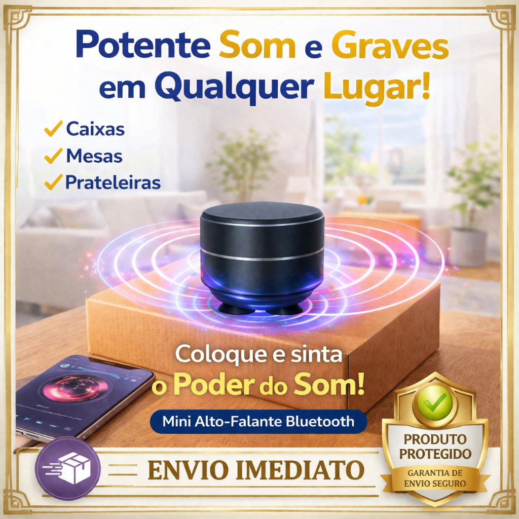 Mini Caixa de Som Bluetooth TWS, Portátil, Subwoofer 8W, Condução Óssea, Som Estéreo (Preto)