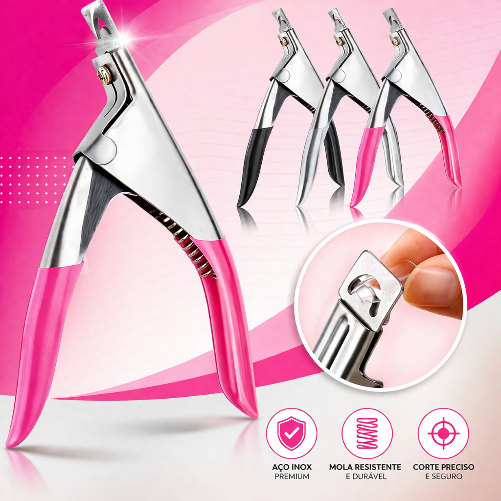 Alicate Cortador de Tips Unha Postiça Gel Acrigel Profissional Alongamento Manicure