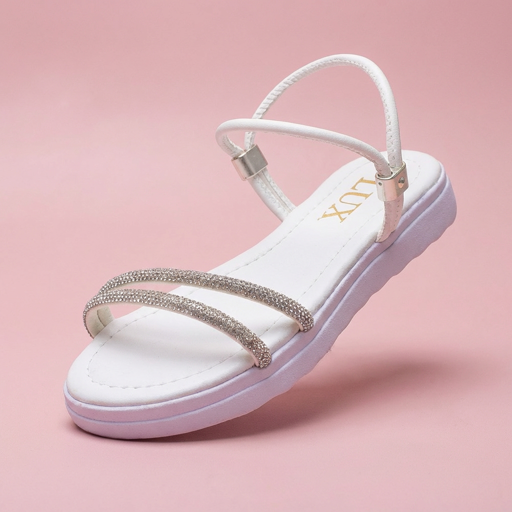 Sandália Infantil Menina Rasteira Tiras com Strass e Brilho Confortável Carnaval Dia Dia 28 a 36