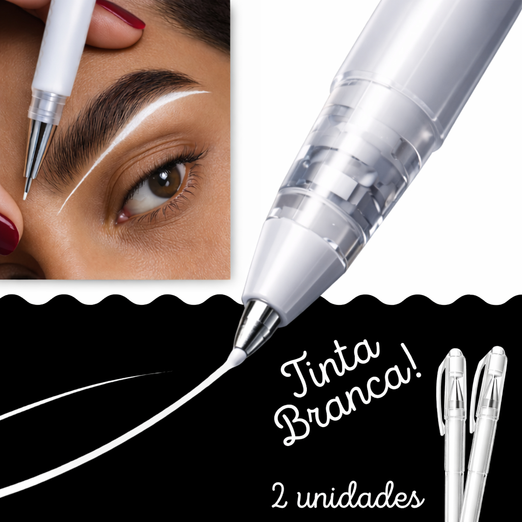 Kit 2 Caneta Branca Gel para Desenhos e Marcação de Sombrancelha Caneta Branca Qualidade Superior