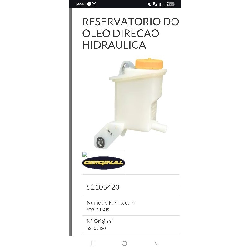 Reservatório Direção Hidráulica Original Mopar Fiat 52105420