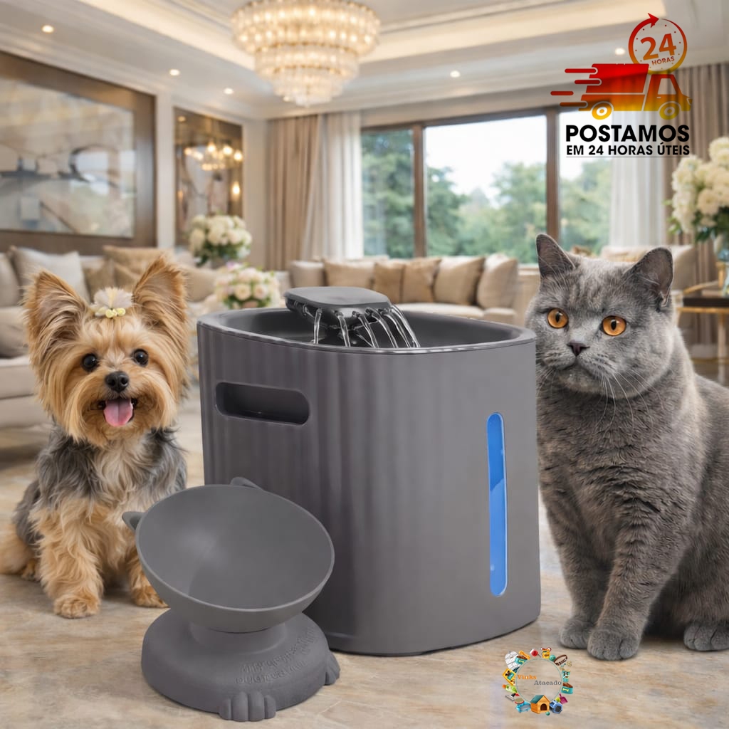 Kit Fonte Agua Bebedouro e Comedouro Automatico Para Cães e Gatos Alimentador Pet