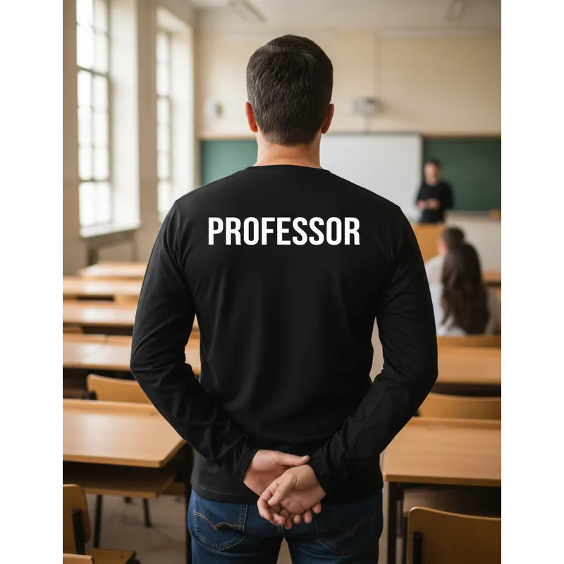 Camiseta Professor Camisa Manga Longa Escola Faculdade Uniforme