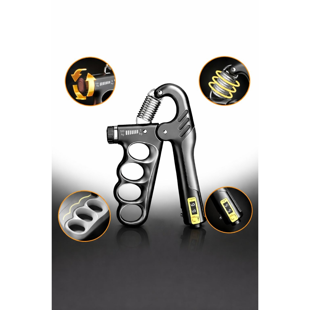 Hand Grip Flexor De Punho Com Mola Ajustável de 5 a 100 Kg com Contador Exercícios Fisioterapia Antebraço Mãos Musculo