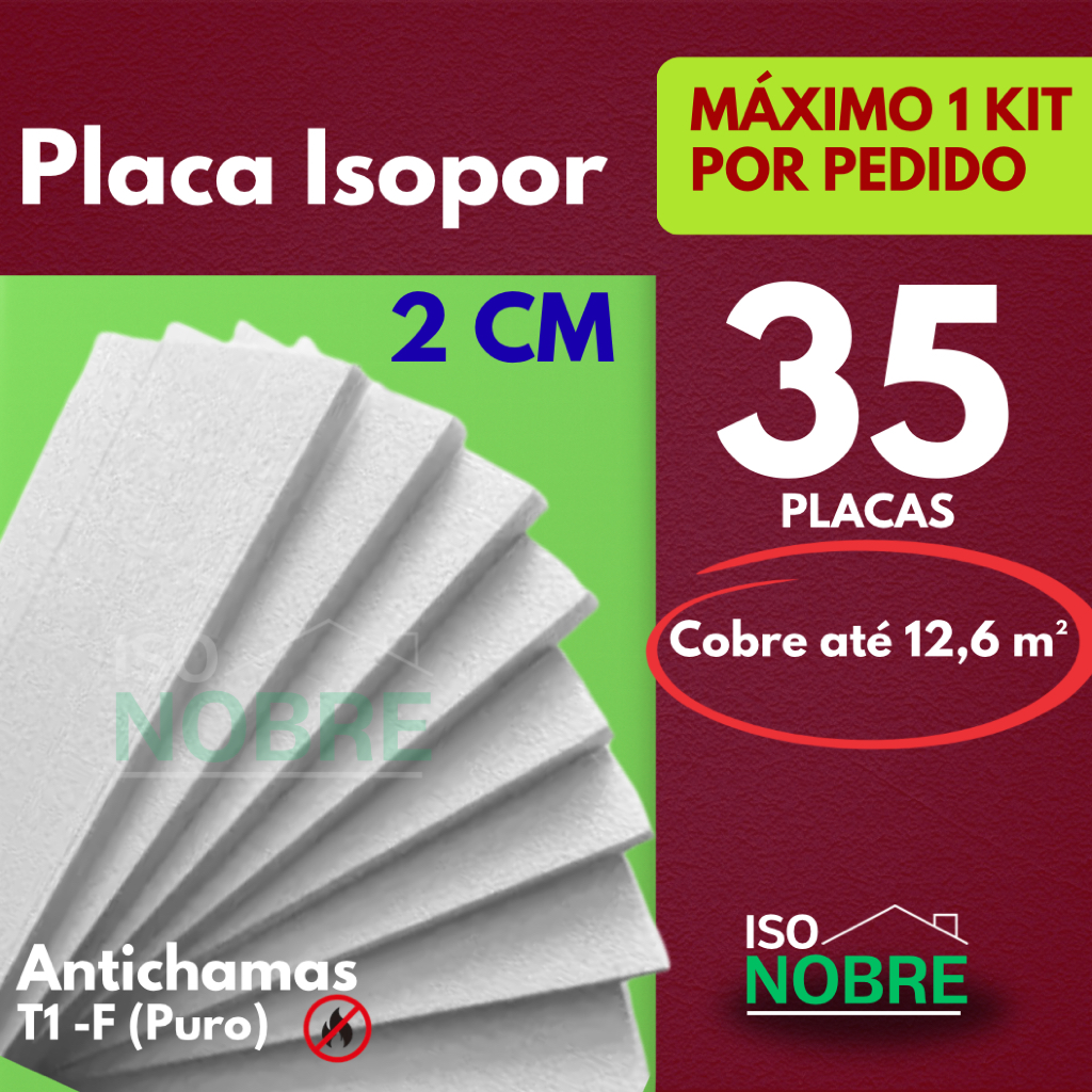 Kit 35 placas Isopor Antichama EPS 2cm (20x400x900) Construção Civil, Térmica p/Forro, Parede e Controle de Temperatura