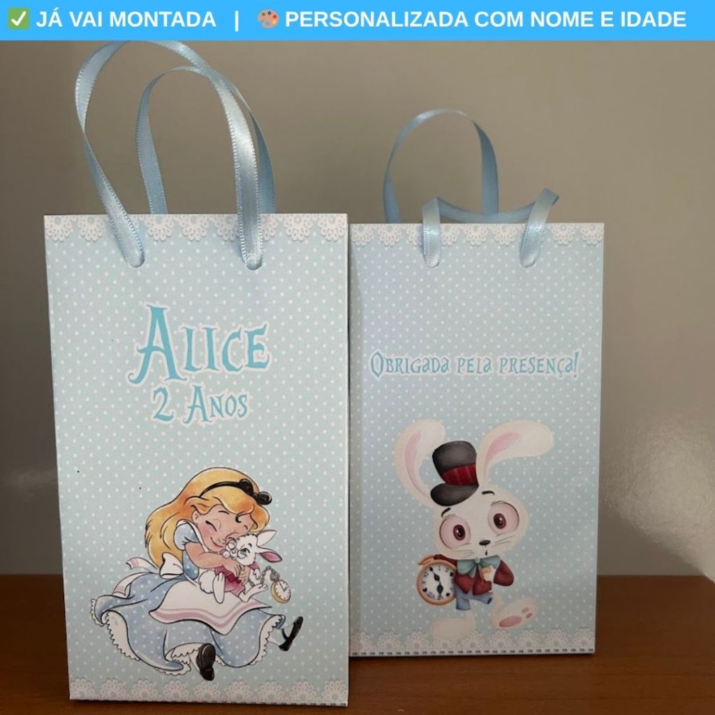 Sacolinha Surpresa Personalizada Alice No Pais das Maravilhas Festa Infantil Lembrança Aniversário