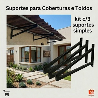 KIT COM 3 SUPORTES SIMPLES de cobertura p/ Telhados Declinado para água de chuva e P/ Cobertura Em Geral em Oferta na Shopee