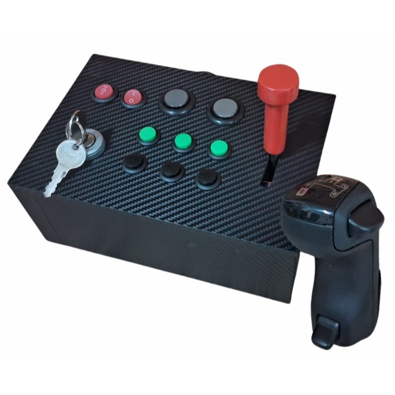 Painel Button Box 14 Funções + Chave de Ignição 2 Estágios + Manopla Scania G27 G29 G920 ETS2 ATS PC USB MOD32