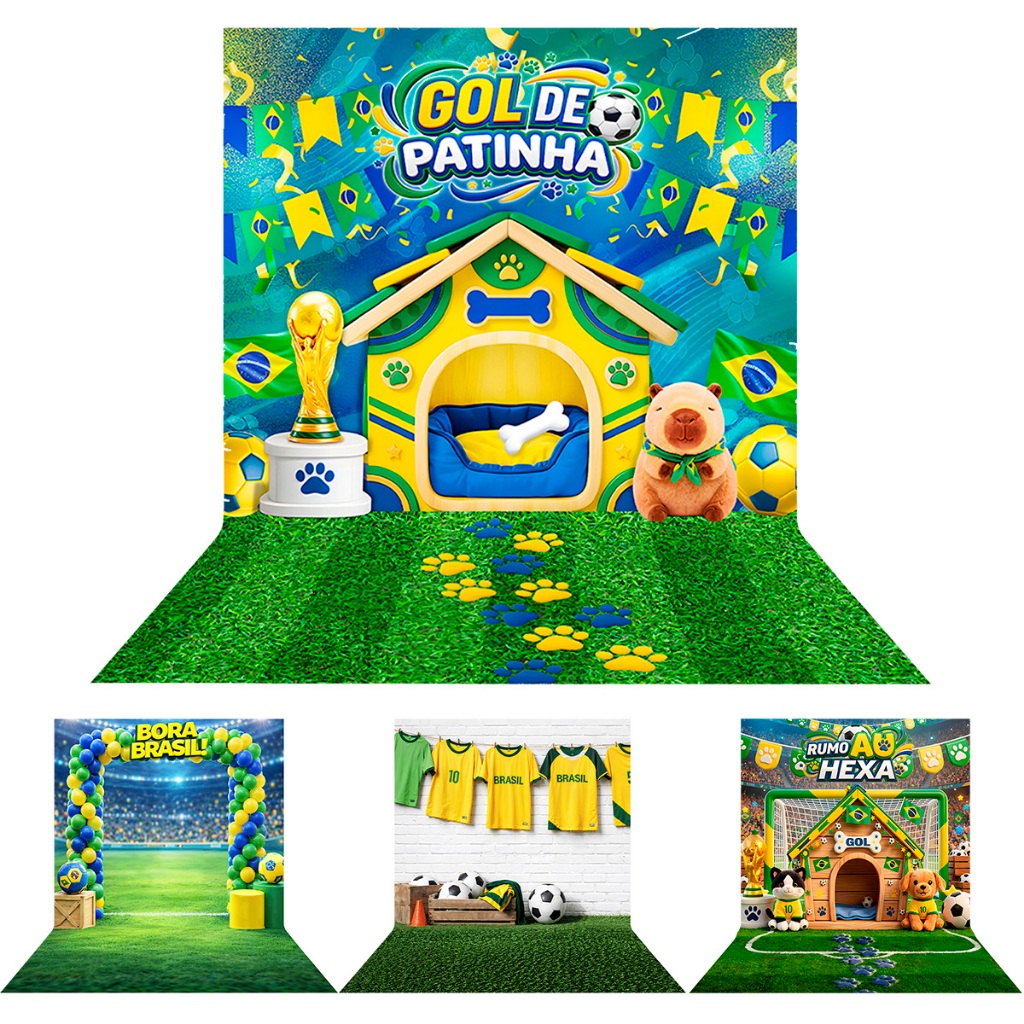 Fundo Fotográfico em Tecido Copa do Mundo Futebol Pet Shop P/ Fotos 3d 1,2x1,7 Mt