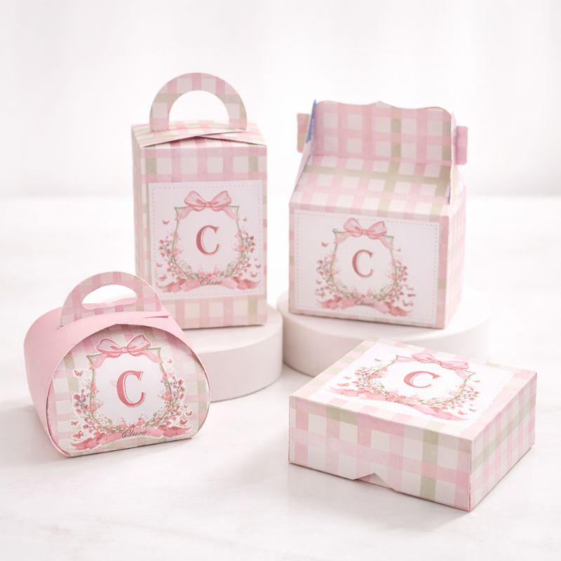 Kit Caixinhas Personalizadas Luxo Floral Rosa | Lembrancinha Maternidade, Chá de Bebê e Aniversário