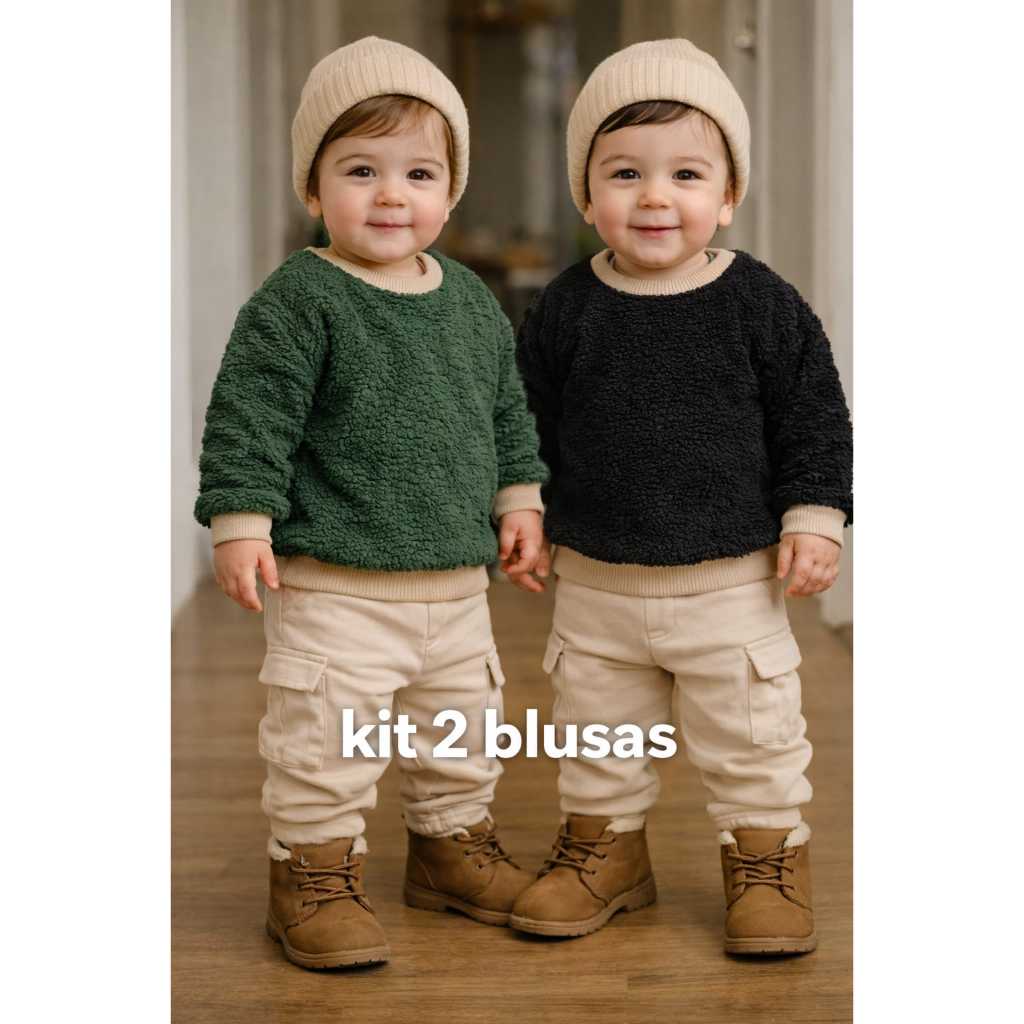 Kit 2 Blusas de Frio Carneirinho Teddy Infantil - casaco infantil