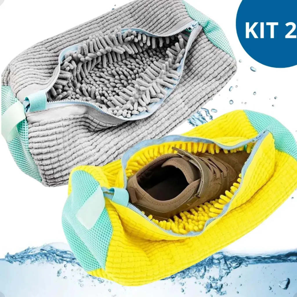 Kit 2 Sacos Lavagem Tênis Limpeza Sapatos Máquina De Lavar Qualidade Premium