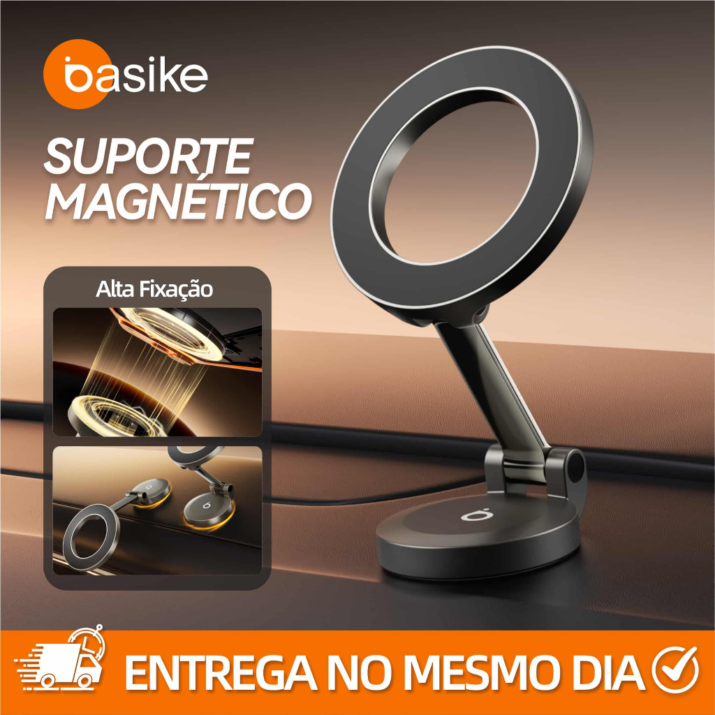 BASIKE Suporte Magnético para Carro Colagem Forte Instalação Rápida Universal para Todos os Celulares