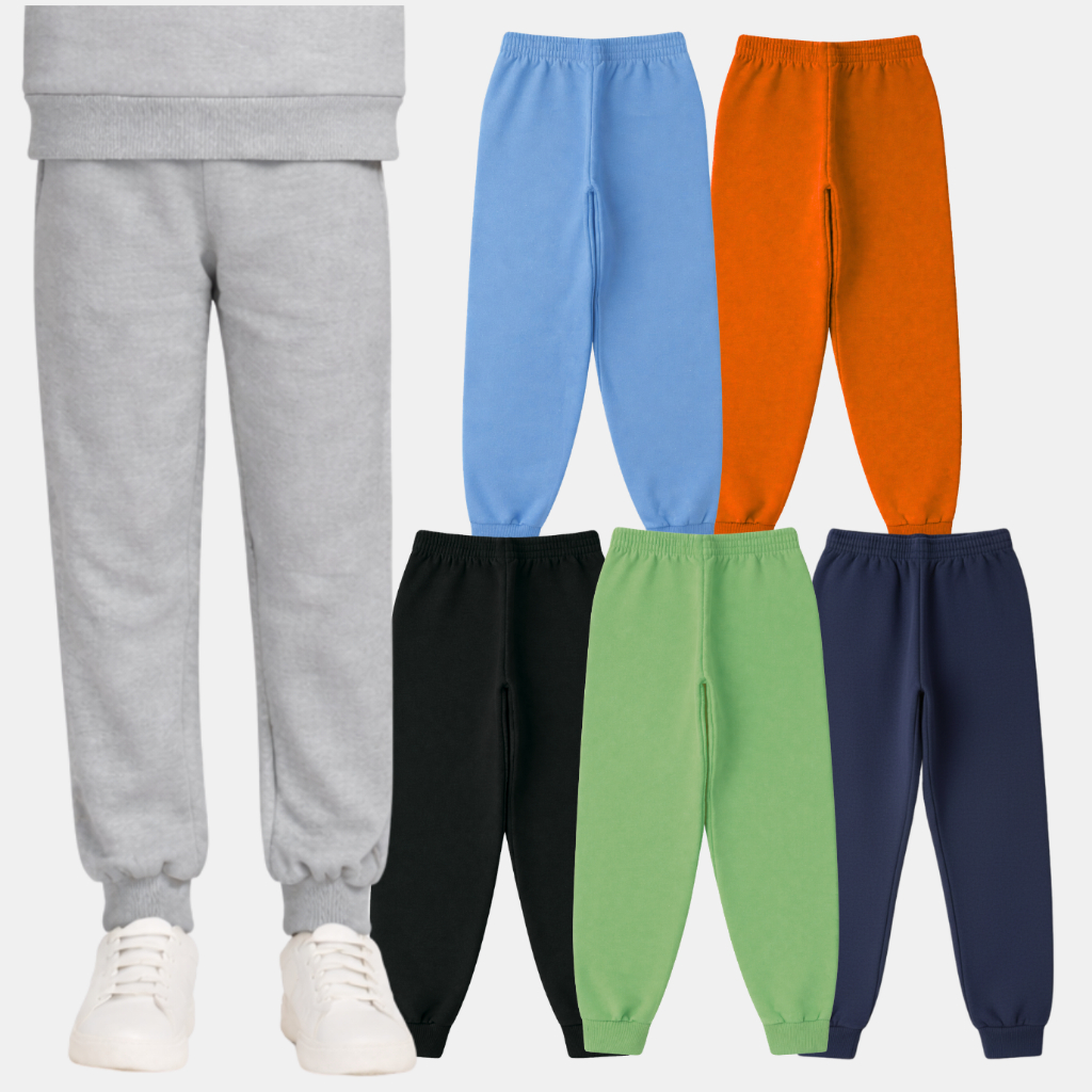 Kit Sortido 2 Calças Moletom Masculino c/ Punho Infantil Juvenil Básica Uniforme Escolar 1 ao 14