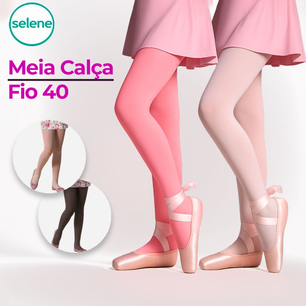 Meia Calça Infantil Selene Fio 40 Ballet Fina Macia Poliamida Leve Bale Resistente Dança Juvenil