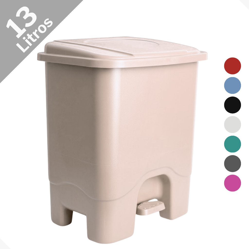 Lixeira 13 Litros Com Pedal Colorida Para Cozinha ou Banheiro em Oferta na Shopee