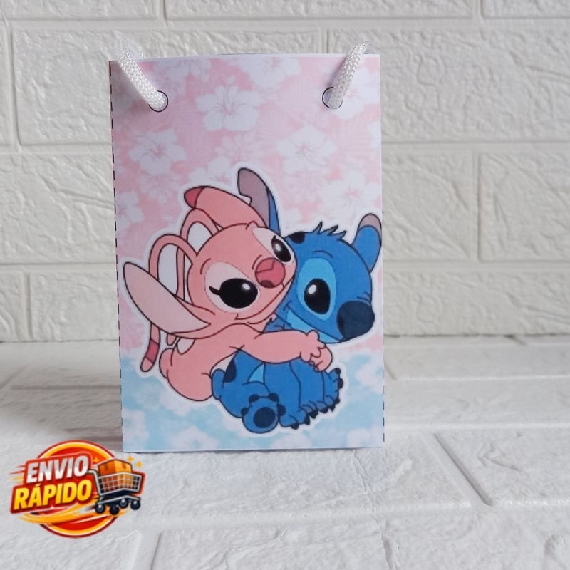 Sacolinha Angel e Stich Personalizada| Festa Infantil|Lembrancinhas|Aniversário|mesversário|supresa
