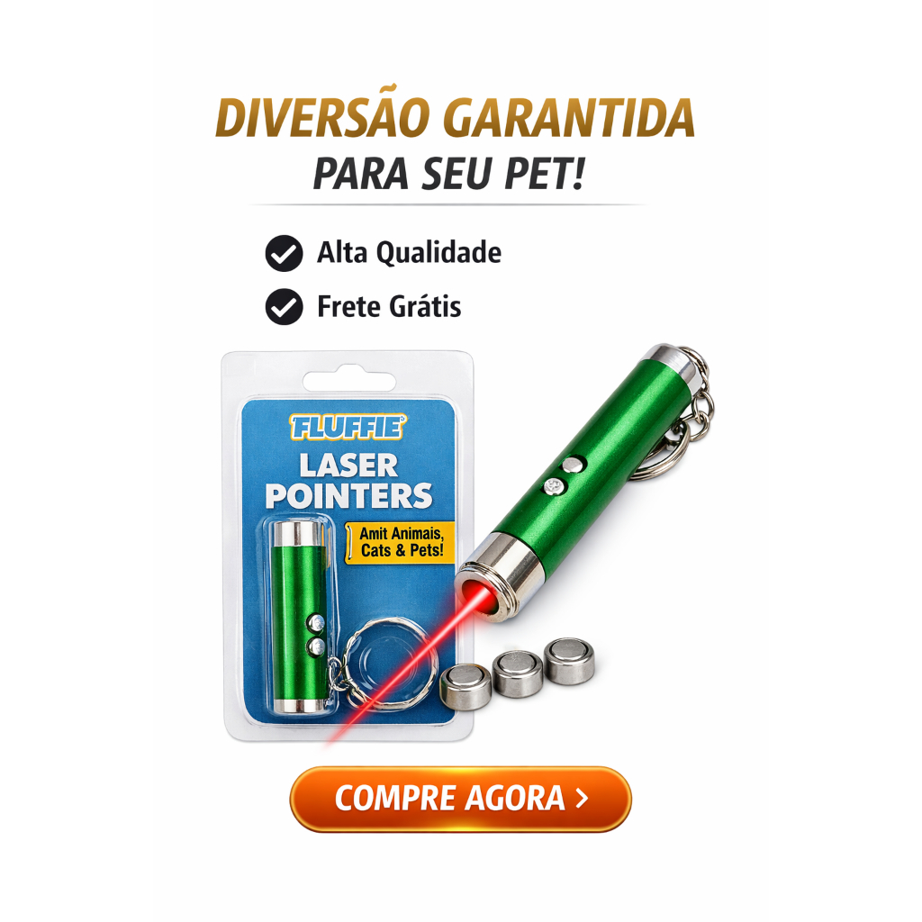 Laser Interativo para Pets c/ Bateria | Brinquedo para Cachorro e Gato Anti Estresse Diversão Garantida Fluffie Original