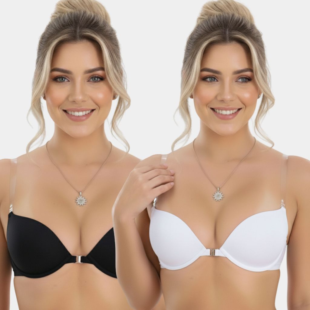 Kit Com 2 ou 1 Sutiã Com Bojo Costa Nua Com Alça De Silicone Removível Invisível Fecho Frontal em Oferta na Shopee