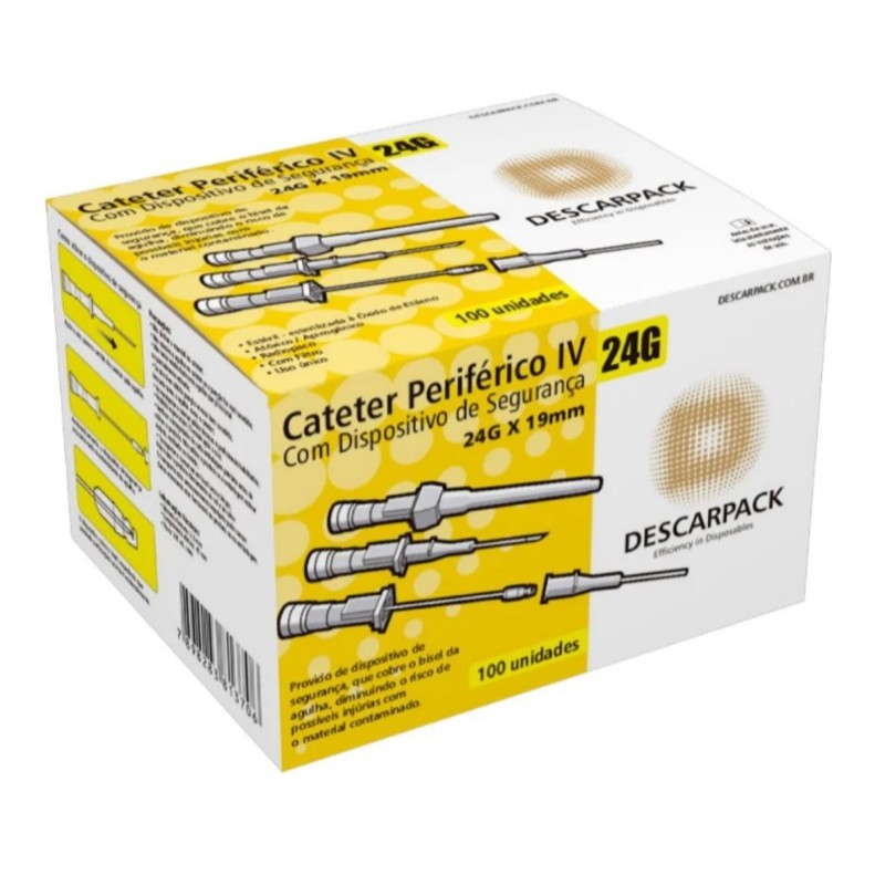 Cateter Intravenoso Periférico com Dispositivo de Segurança c/100und - DESCARPACK