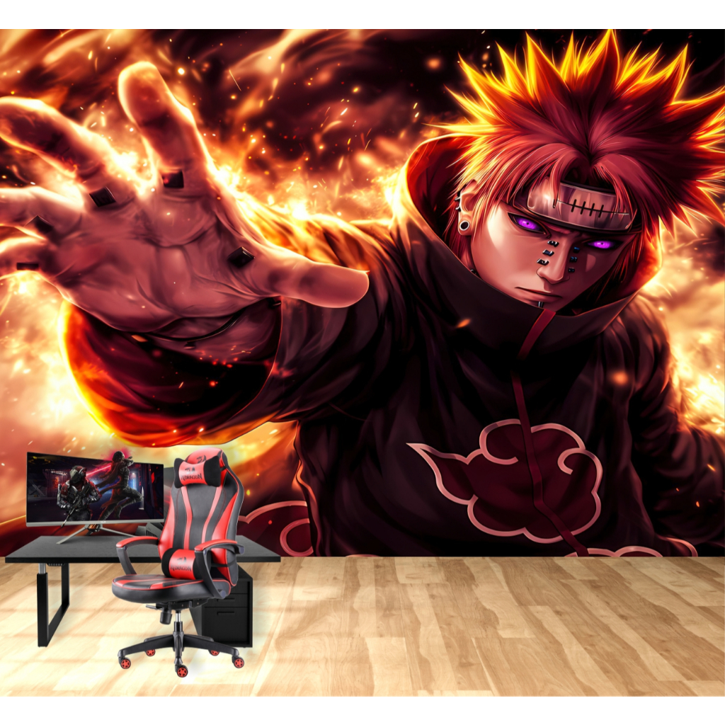 Papel de Parede Adesivo Naruto Anime Gamer Painel Mangá Auto Colante Lavável Sob Medida #02